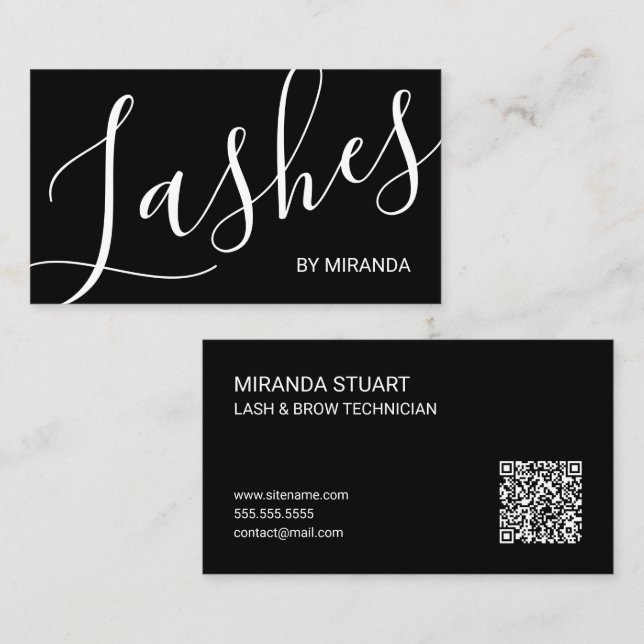 Professionelle moderne Script Wimpern- und Augenbr Visitenkarte (Vorne/Hinten)