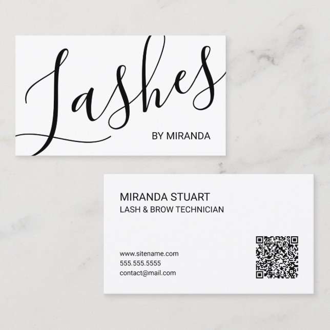 Professionelle moderne Script Wimpern- und Augenbr Visitenkarte (Vorne/Hinten)