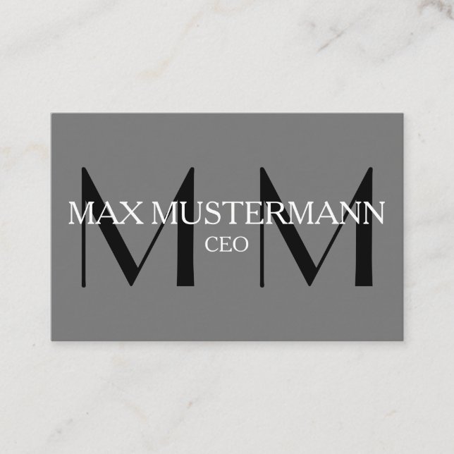 Professionelle Monogram Modern | Grau Visitenkarte (Vorderseite)