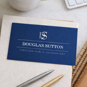 Professionelle Monogramm-Buchhalter CPA Navy Visitenkarte