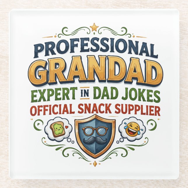 Professionelle Opa-Väter-Witze & Snacks Glasuntersetzer (Vorderseite)