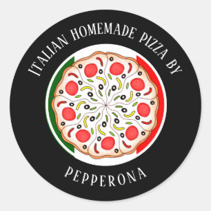 professionelle Pizza italienische Flagge schwarz G Runder Aufkleber