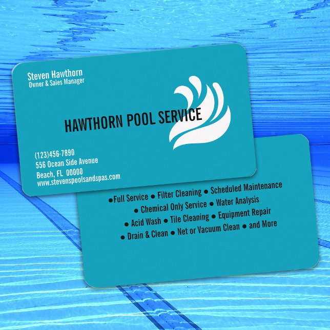 Professionelle Poolreinigung und -wartung Visitenkarte (Von Creator hochgeladen)