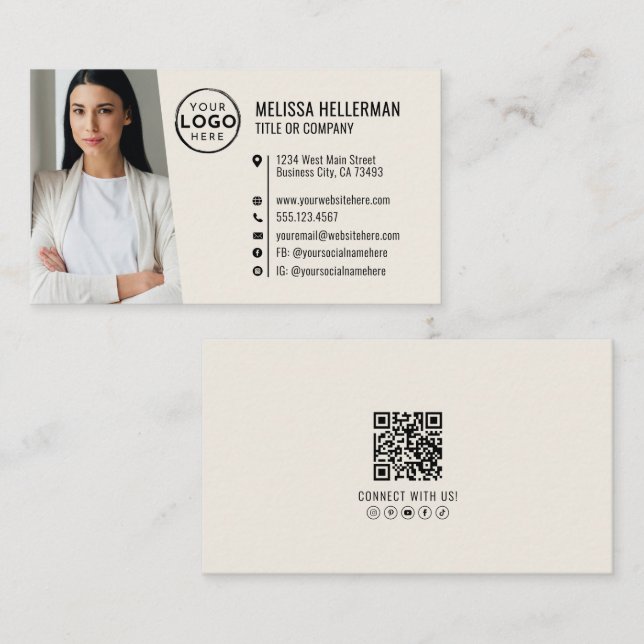 Professionelle QR-Code-Foto Ihr Logo Visitenkarte (Vorne/Hinten)