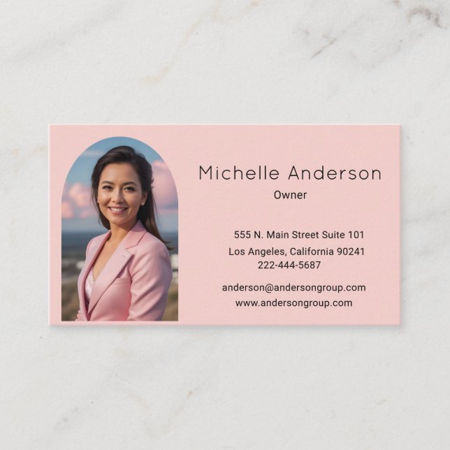 Professionelle rosa Foto-Bogen Visitenkarte (Vorderseite)