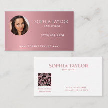 Professionelle Roségold-Foto-QR-Code-Friseurkarte