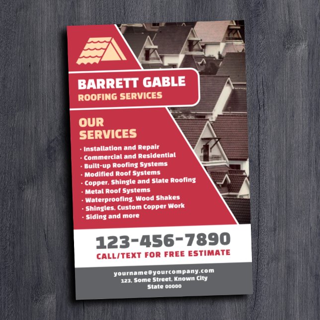 Professionelle rote Dachdecker-Dienstleistungen Flyer (Von Creator hochgeladen)