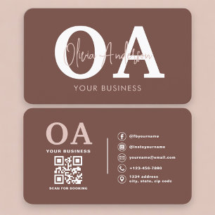 Professionelle Terrakotta-QR-Code-Monogramm Visitenkarte