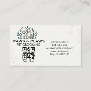 Professionelle Tierpflege mit QR-Code Visitenkarte