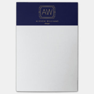 Professionelle Vintage Art Deco elegante Marinebla Post-it Klebezettel