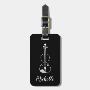 Professionelle Violine Schwarz Weiß Gepäckanhänger