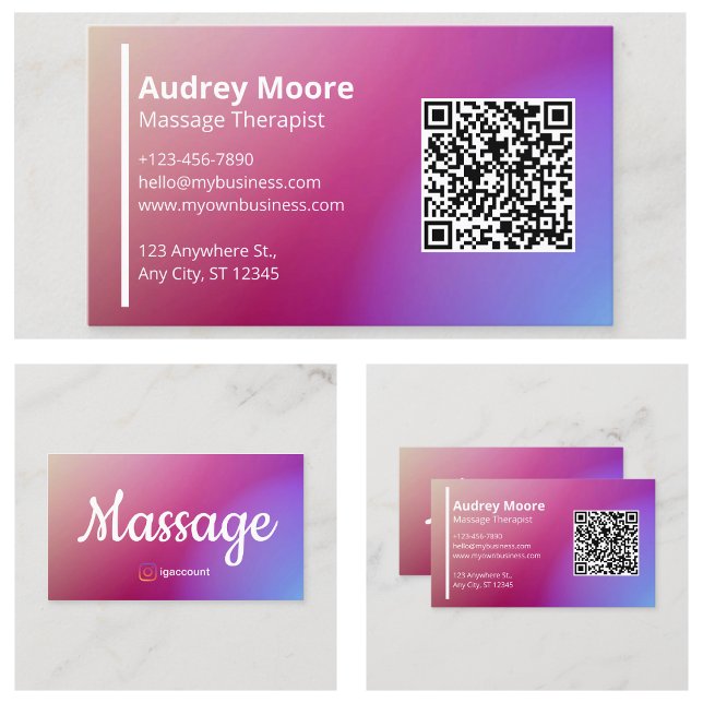 Professionelle Vorlagen QR-Code Massagetherapeut Visitenkarte (Professional Templates QR Code Massage Therapist Business Card
)