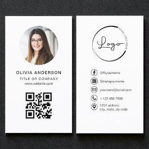 Professionelle weiße QR-Code-Sozial-Media-Foto Visitenkarte