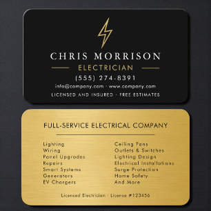 Professioneller Elektriker-Vertragnehmer Schwarz & Visitenkarte