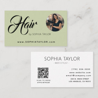 Professioneller Friseur-Foto-QR-Code Grün Visitenkarte