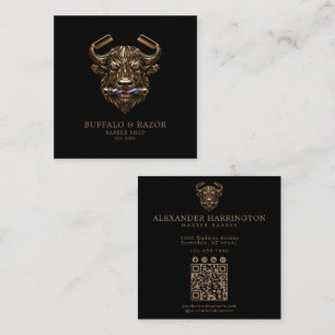 Professioneller Friseursalon Bronze Büffel QR-Code Quadratische Visitenkarte
