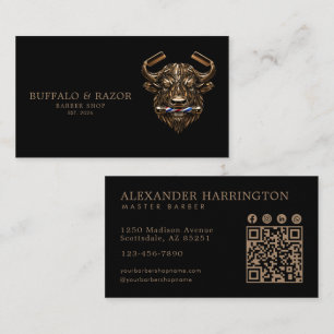 Professioneller Friseursalon Bronze Büffel QR-Code Visitenkarte