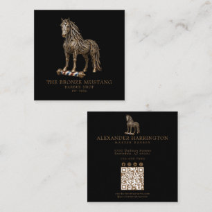 Professioneller Friseursalon Bronze Mustang QR-Cod Quadratische Visitenkarte