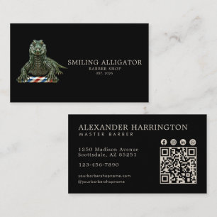Professioneller Friseursalon Emerald Alligator Qr Visitenkarte