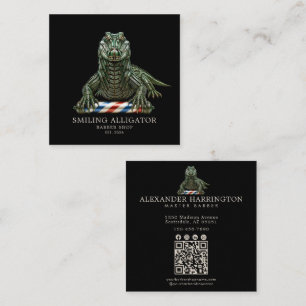 Professioneller Friseursalon Emerald AlligatorQr C Quadratische Visitenkarte