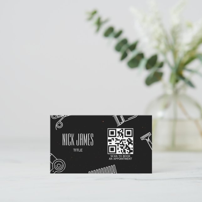 Professioneller Friseursalon QR-Code-Scan zum Buch Visitenkarte (Stehend Vorderseite)