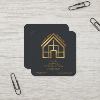 Professioneller Generalunternehmer Gold Haus Quadratische Visitenkarte