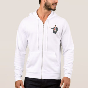 Professioneller Geschäftsmann im Anzug mit Zeigest Hoodie