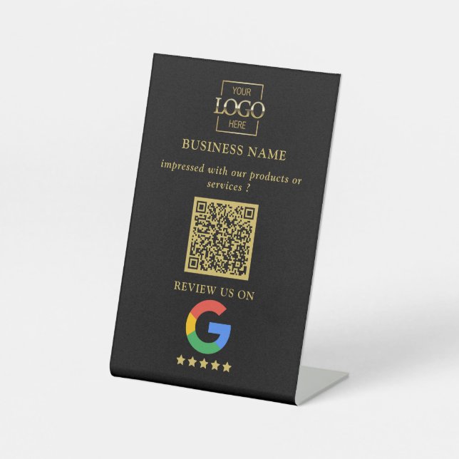 Professioneller Google Bewertungen QR-Code Firmenl Sockelschild (Vorderseite)