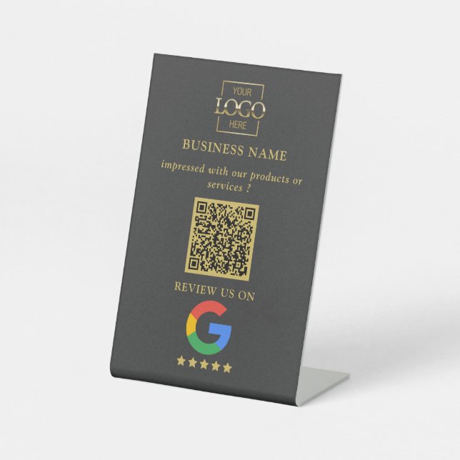 Professioneller Google Bewertungen QR-Code Firmenl Sockelschild (Vorderseite)