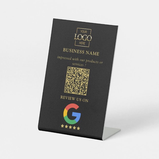 Professioneller Google Bewertungen QR-Code Firmenl Sockelschild (Vorderseite)