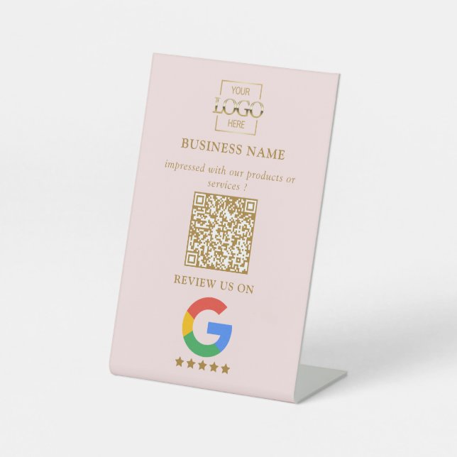 Professioneller Google Bewertungen QR-Code Firmenl Sockelschild (Vorderseite)