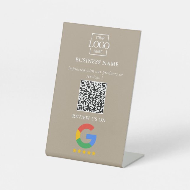 Professioneller Google Bewertungen QR-Code Firmenl Sockelschild (Vorderseite)