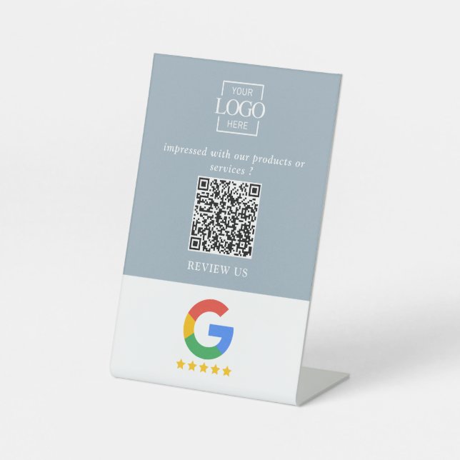 Professioneller Google Bewertungen QR-Code Firmenl Sockelschild (Vorderseite)