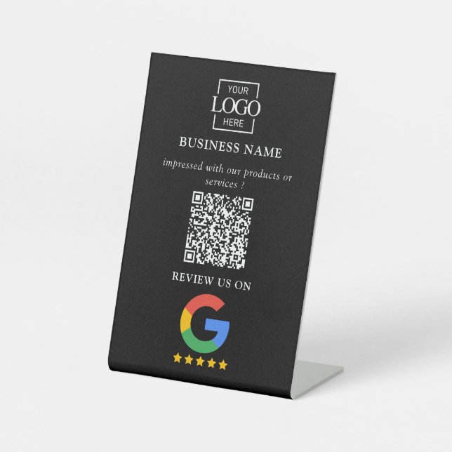 Professioneller Google Bewertungen QR-Code Firmenl Sockelschild (Vorderseite)