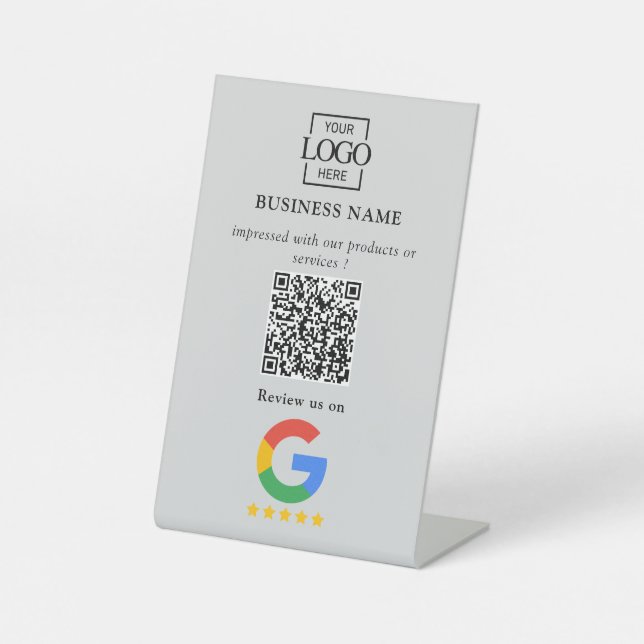 Professioneller Google Bewertungen QR-Code Firmenl Sockelschild (Vorderseite)