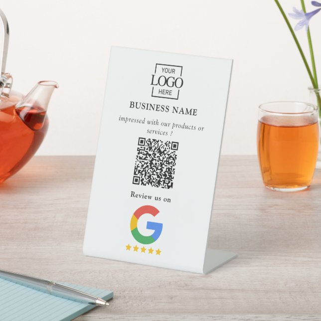 Professioneller Google Bewertungen QR-Code Firmenl Sockelschild (In SItu)