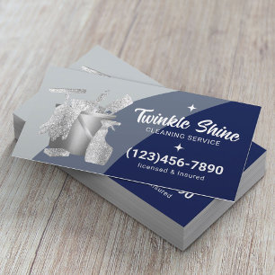 Professioneller Hausreinigungsservice Blue Silver Visitenkarte
