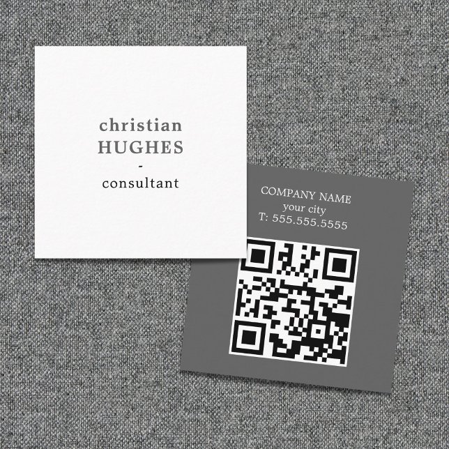 Professioneller Hellgrau Weißer Berater-QR-Code Quadratische Visitenkarte (Von Creator hochgeladen)