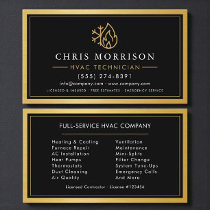 Professioneller HLK-Techniker Gold Metallisch Visitenkarte