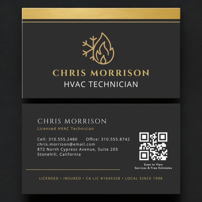 Professioneller HVAC-Unternehmens-QR-Code Visitenkarte (Von Creator hochgeladen)