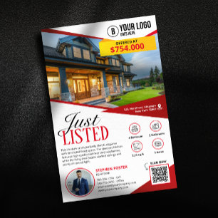 Professioneller "Just Listed" Immobilienmakler Flyer
