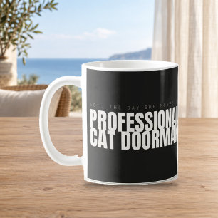 Professioneller Katzentürsteher Lustiger Katzenbec Kaffeetasse