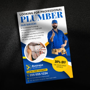 Professioneller Klempner Sanitärinstallateur Blau Flyer