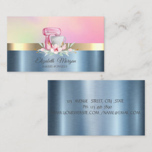 Professioneller Kuchenmischer Flower Blue Metallic Visitenkarte