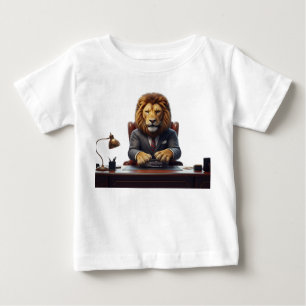Professioneller Löwenboss im Anzug am Schreibtisch Baby T-shirt