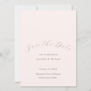 Professioneller Minimalist Plain Roségold-Farbton Save The Date