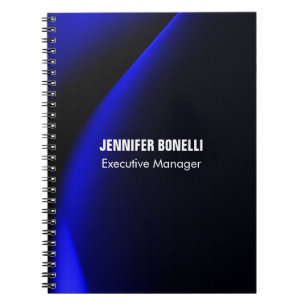 Professioneller minimalistischer moderner blauer N Notizblock