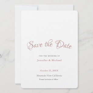 Professioneller minimalistischer schlichter Roségo Save The Date