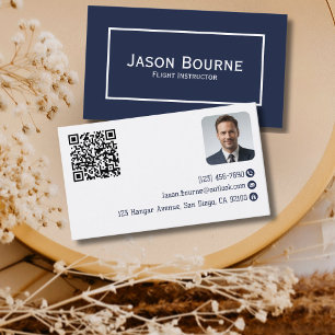 Professioneller Mitarbeiter-Foto-QR-Code Blau Luft Visitenkarte