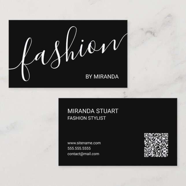 Professioneller Mode-Stylist mit modernem Skript Visitenkarte (Vorne/Hinten)